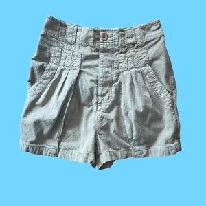 Free People Pleated Cotton Khaki Shorts